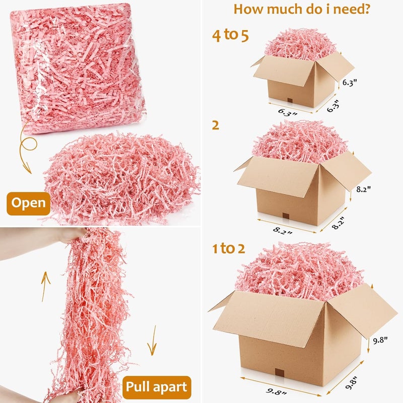 WUINOID Valentines Pink Crinkle Cut Paper Shred Filler for Gift Baskets Box Bags 1/2 LB, Shredded Paper Grass for Bridesmaid Engagement Wedding Valentine's Day Mother's Day Easter Christmas Holiday Packaging Wrapping - Image 2